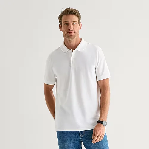 St. John's Bay Premium Stretch Mens Classic Fit Short Sleeve Polo Shirt, Large, White