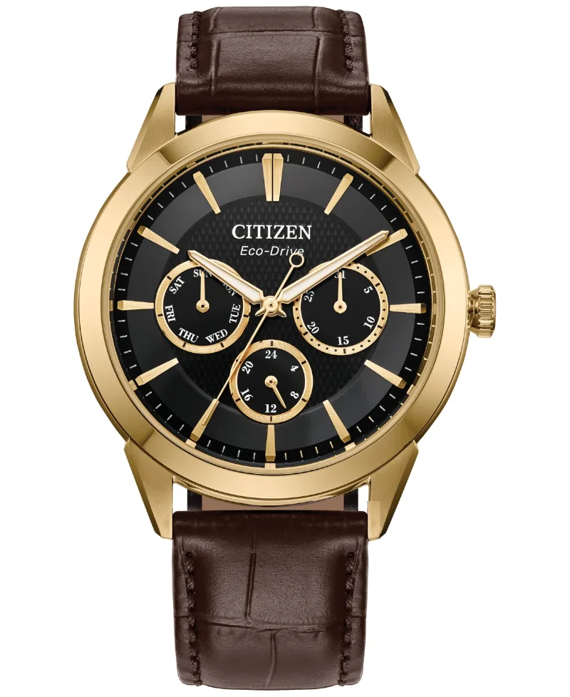 Citizen Eco-Drive Men's Rolan Brown Leather Strap Watch 40mm - Brown