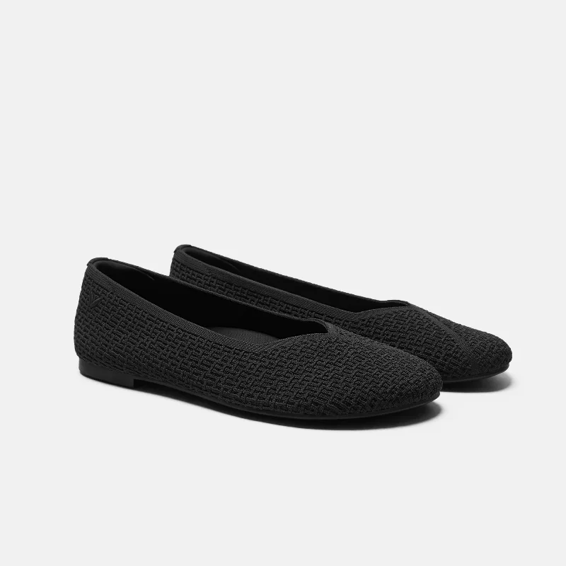 VIVAIA Wide Toe Knit Box Flats (Tia)|BLACK|US 5.5