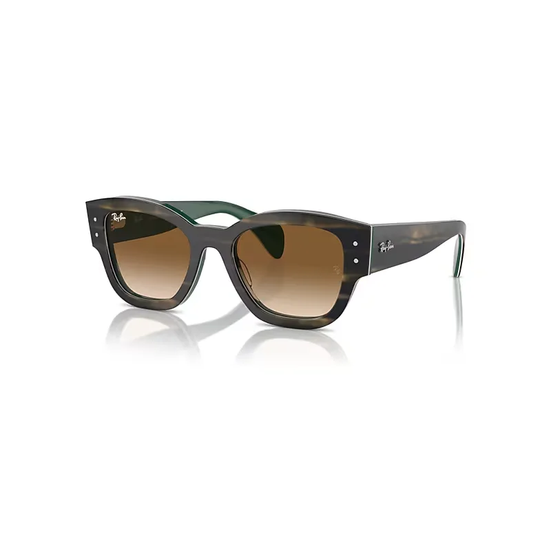 Ray-Ban Jorge Sunglasses Striped Green On Green Frame Brown Lenses 52-20