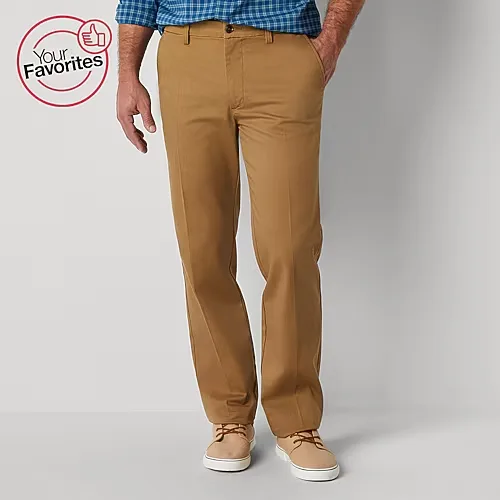 St. John's Bay Universal Wrinkle Free Easy Care Mens Classic Fit Flat Front Pant, 30 30, Brown