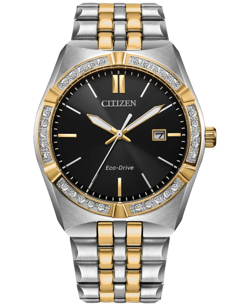 Citizen Eco-Drive Men's Corso Diamond (1/10 ct. t.w.) Two-Tone Stainless Steel Bracelet Watch 40mm