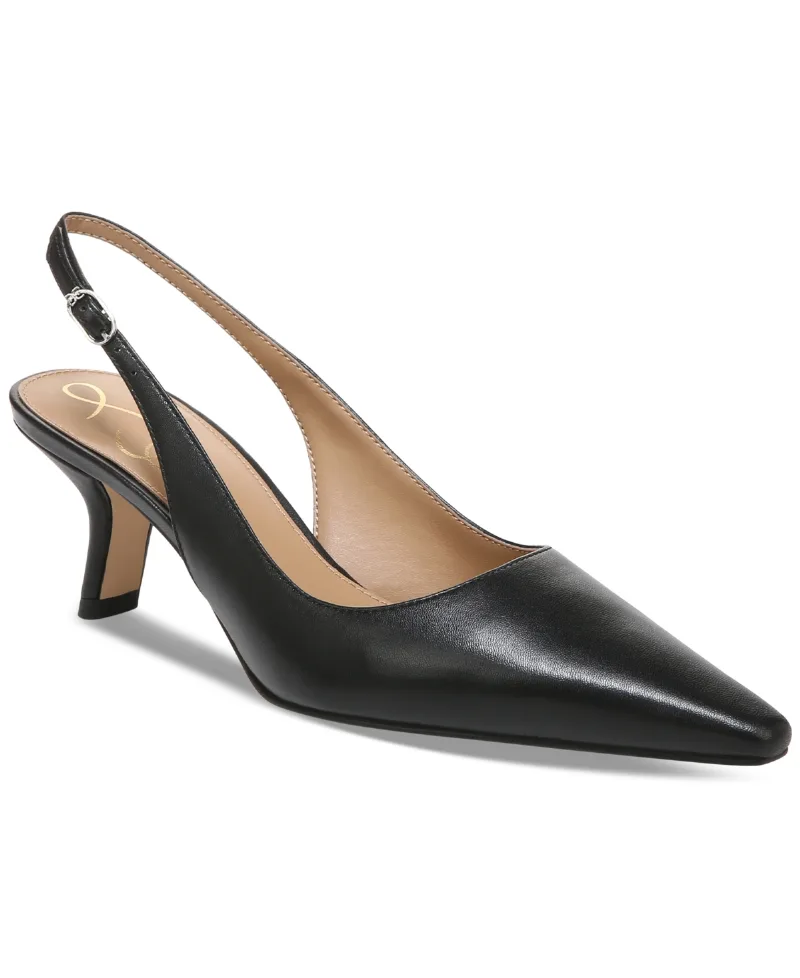 Sam Edelman Women's Bianka Slingback Kitten-Heel Pumps - Black Leather