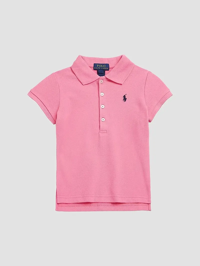 Little Girl's & Girl's Stretch Cotton Polo Shirt - Pink - Size 7