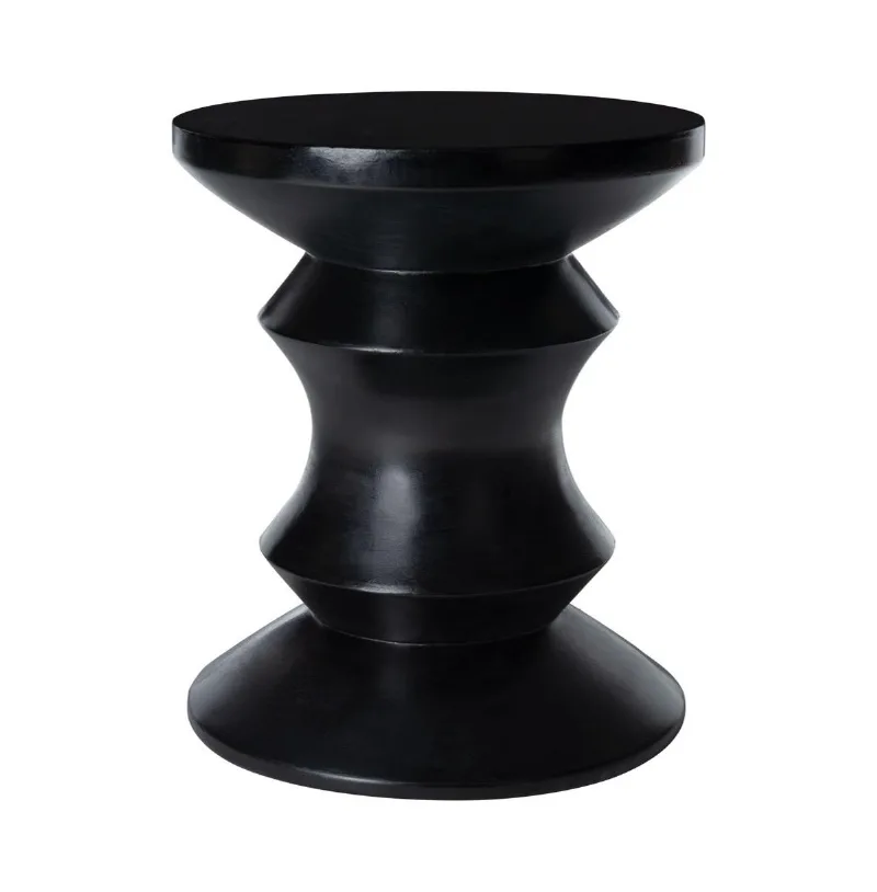 Katara Concrete Accent Stool - Black