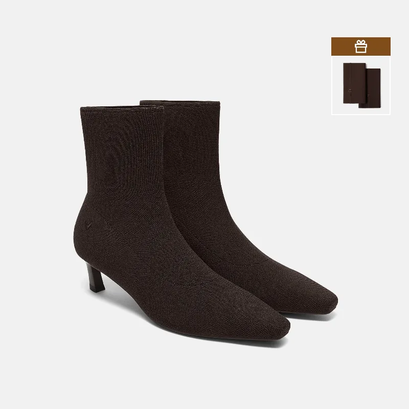 VIVAIA 2-in-1 Detachable Mid Heel Boots (Rita)|DARK CHOCOLATE|US 9.5