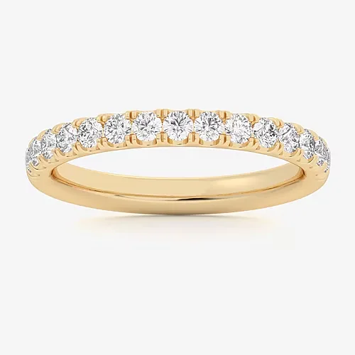 Signature By Modern Bride (Si1-Si2/H-I) Womens 2MM 1/2 CT. T.W. Lab Grown White Diamond 14K Gold Wedding Band, 6, Yellow