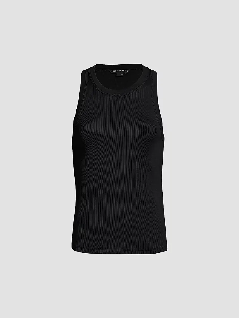 Veronica Beard Women's Jordyn Stretch-Cotton Tank Top - Black - Size XL