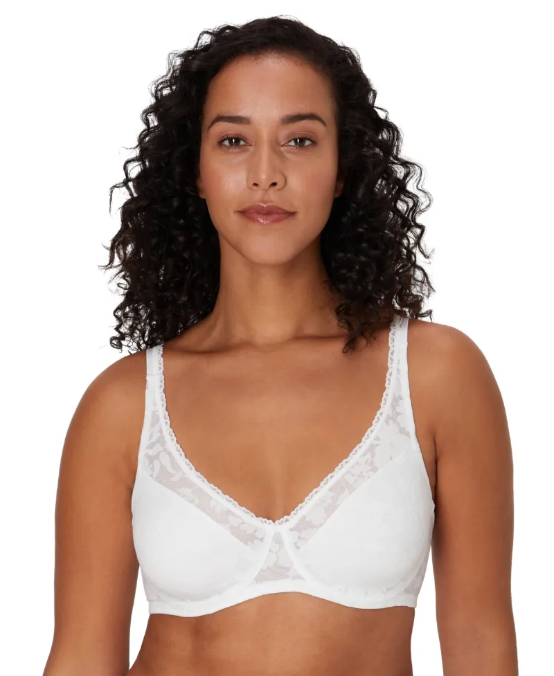 Bali Passion for Comfort Smooth Lace Underwire Bra DF6590 - White