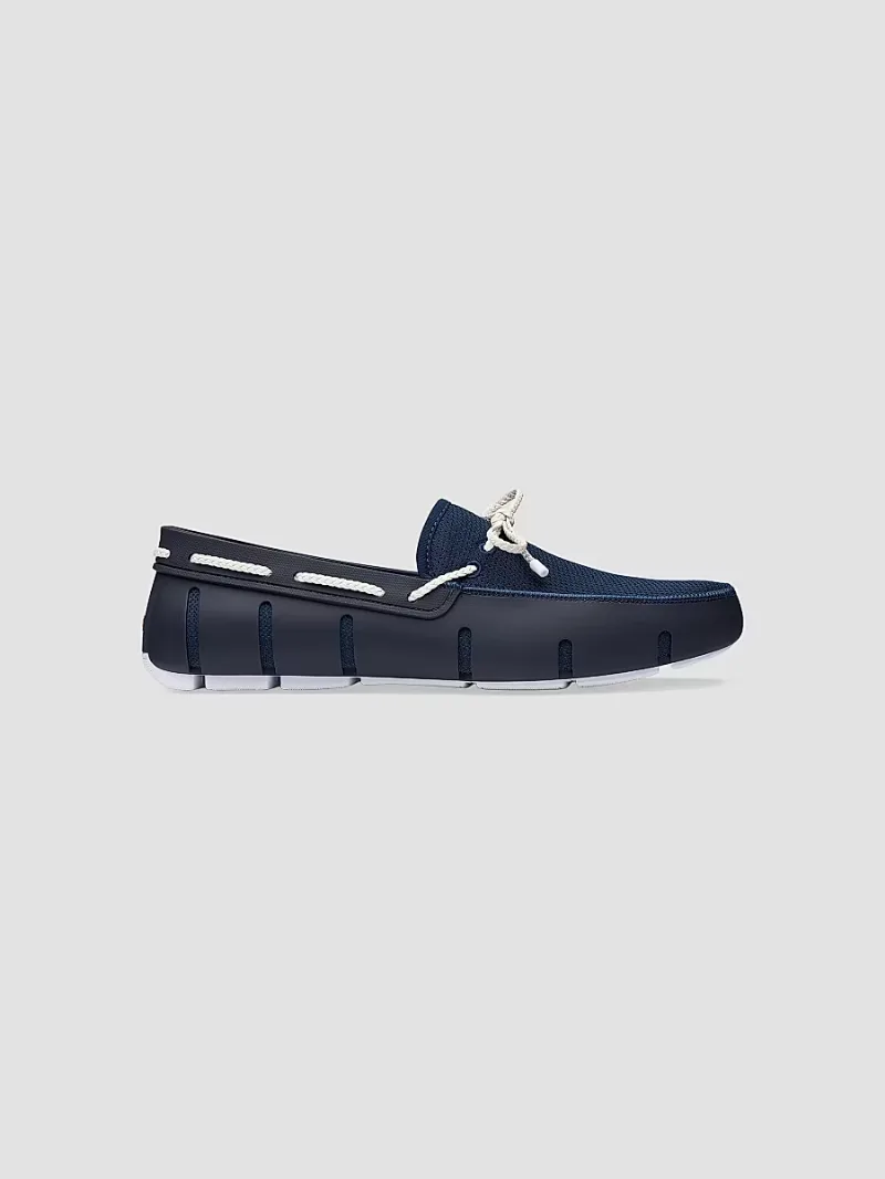 Swims Men's Braided Lace Loafers - Navy White - Size 14