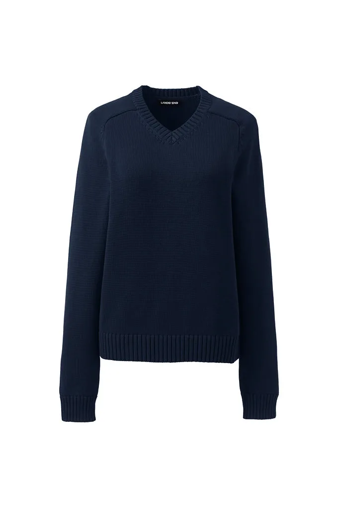 Women's Legacy V-neck Sweater - Lands' End - Blue - L