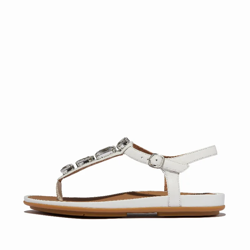 GRACIE Ultra-Jewel Leather T-Bar Sandals