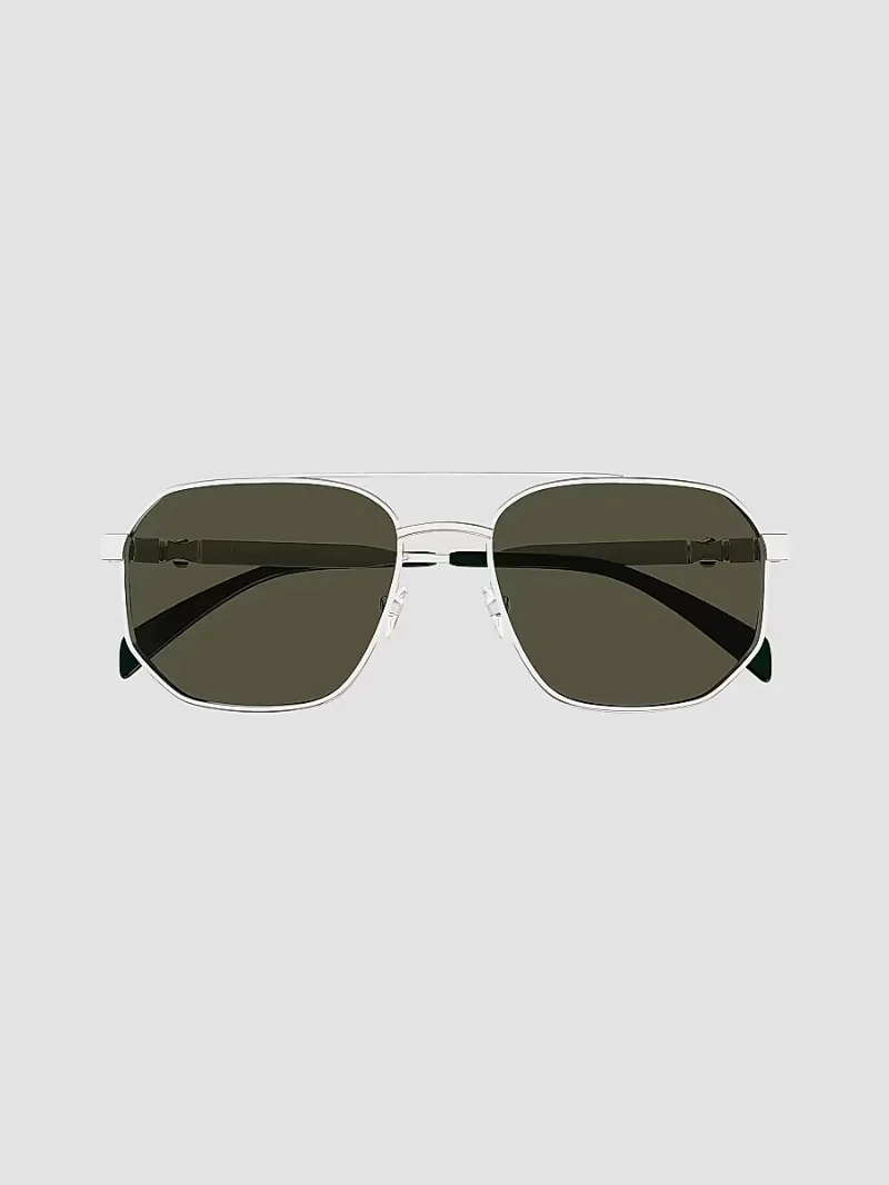McQueen Men's Floating Skull Metal AM0458S 58MM Navigator Sunglasses - Silver Grey