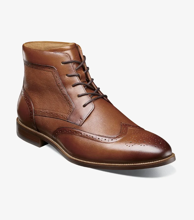 Florsheim Shoes Rucci Wingtip Lace Up Boot Cognac Size 7