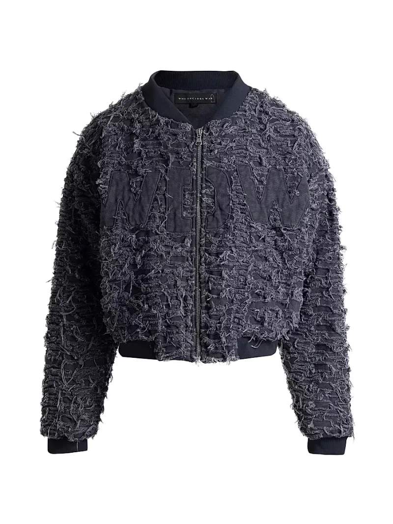 Who Decides War Men's Husk Distressed Cotton Bomber Jacket - Indigo - Size Small