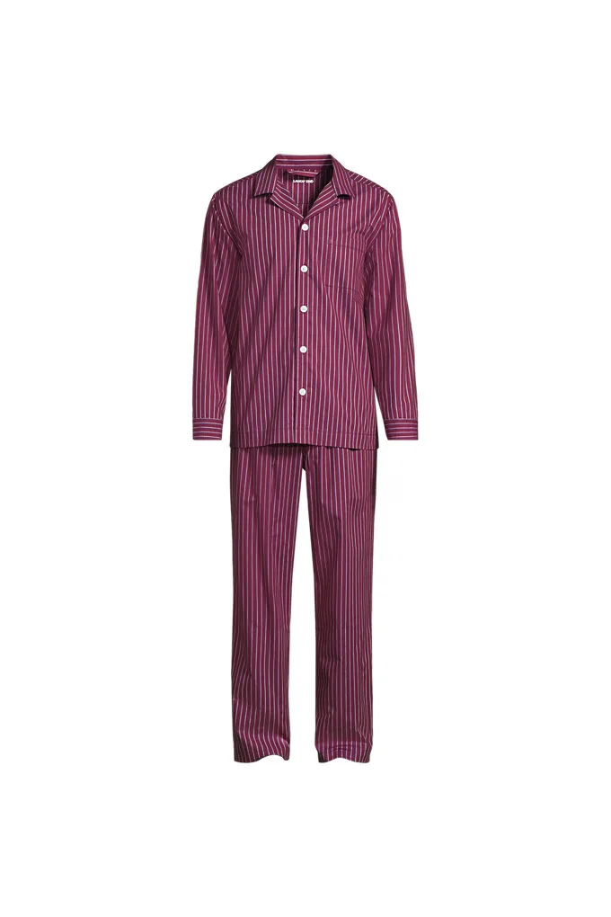 Men's Long Sleeve Essential Pant Pattern Set - Lands' End - Red - L