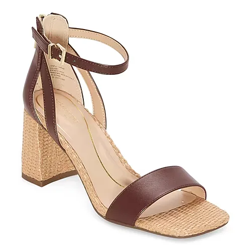 Liz Claiborne Harnie Womens Round Open Toe Block Heel Pumps, 6 1/2 Wide, Brown
