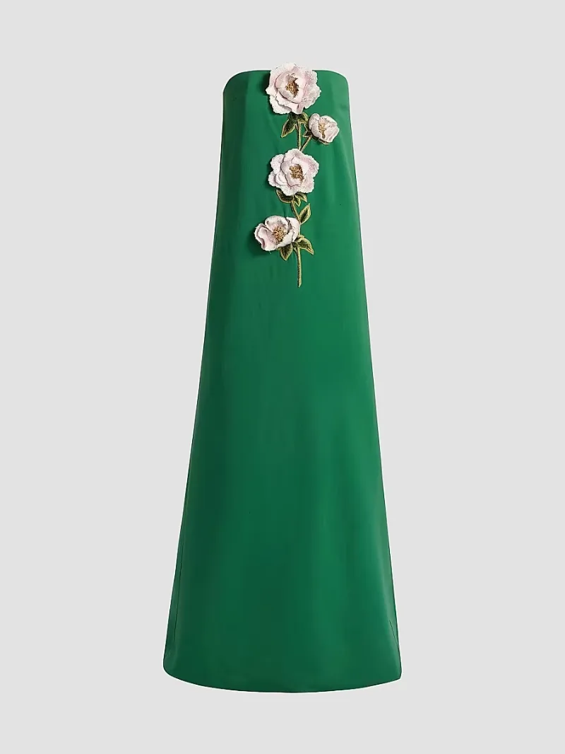Lela Rose Women's 3D Peony-Embroidered Faille Gown - Fern Pink - Size 14