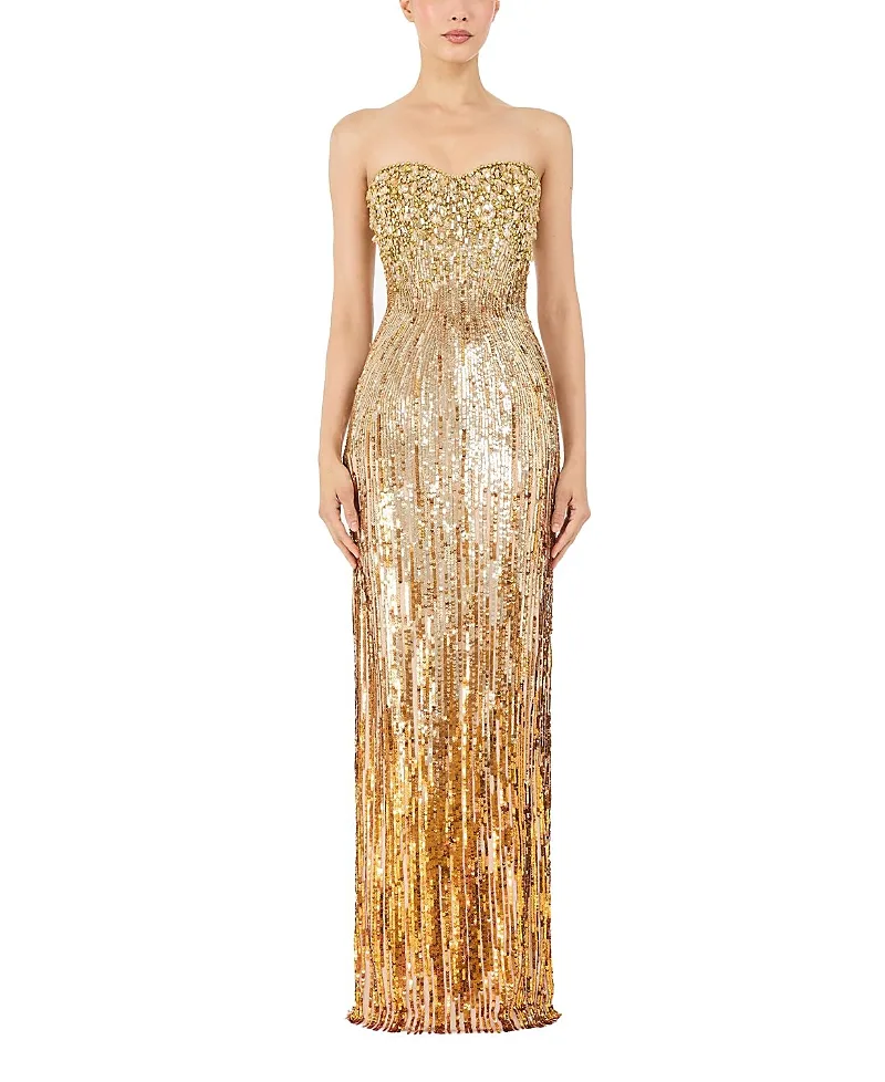 Jenny Packham Cesonia Embellished Strapless Maxi Dress