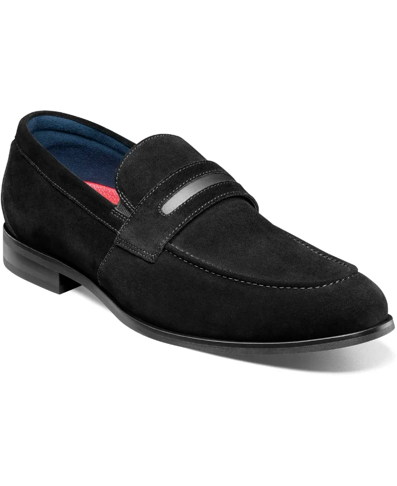 Stacy Adams Men's Burke Moc Toe Saddle Slip On Shoes - Black Suede
