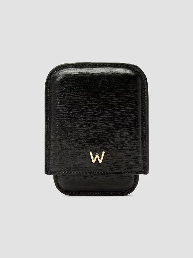 W Leather Molded Card Case - Black