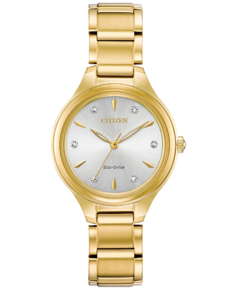 Citizen Eco-Drive Women's Corso Diamond-Accent Gold-Tone Stainless Steel Bracelet Watch 29mm - Gold