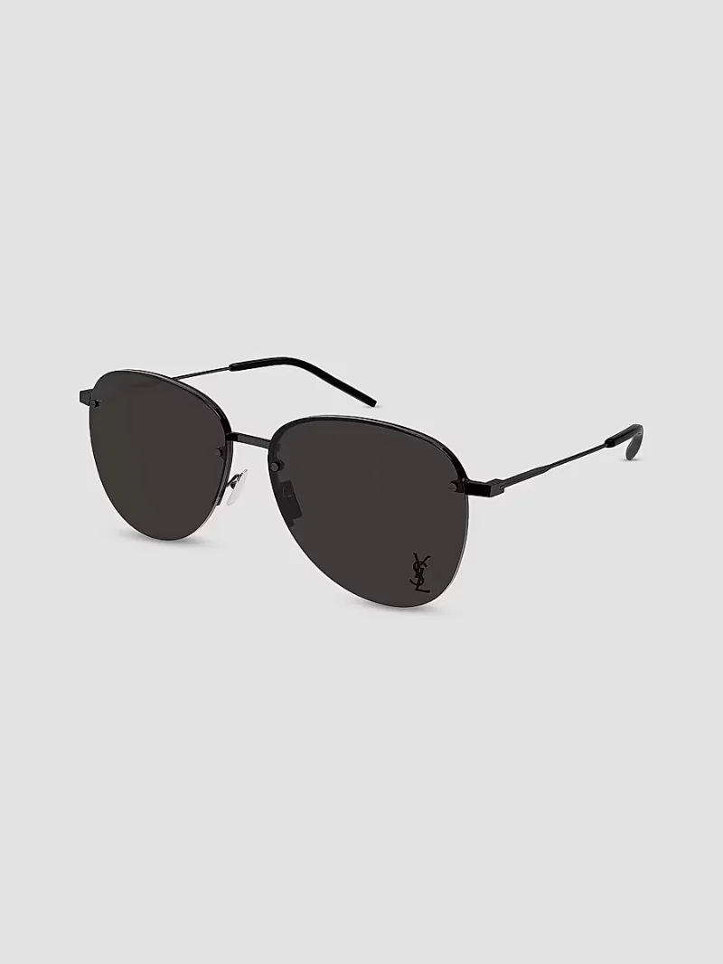 Saint Laurent Men's Metal 61MM Navigator Sunglasses - Black