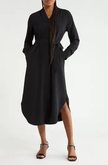 NORDSTROM RACK Long Sleeve Shirtdress in Black at Nordstrom Rack, Size X-Small