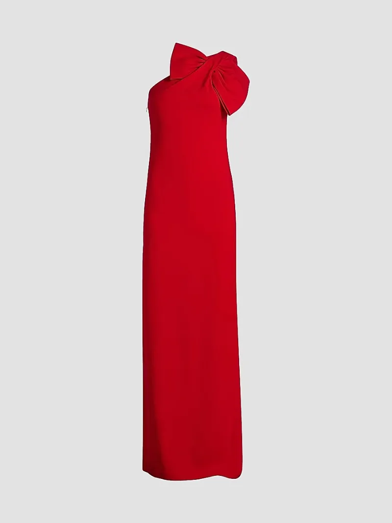SACHIN BABI Women's Cosette Bow Crêpe One-Shoulder Gown - Cardinal - Size 0