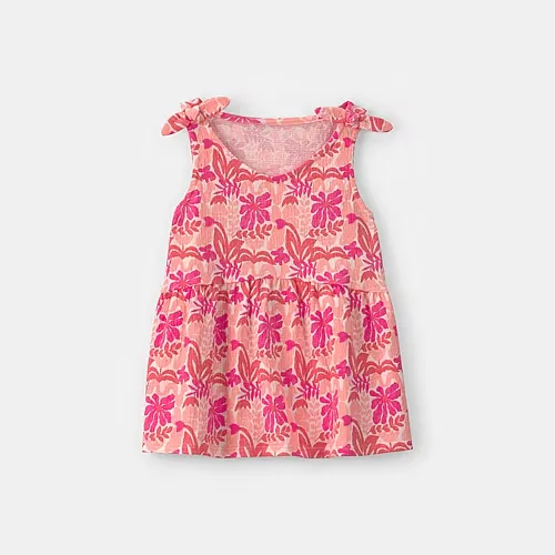 Carter's Little & Big Kid Girls Round Neck Sleeveless Peplum Top, 12, Pink