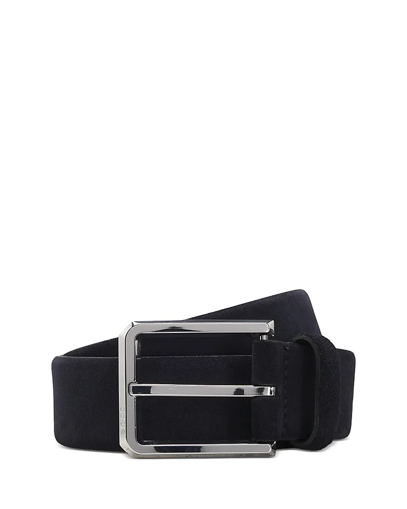 Boss Men's Caleb Polished Silver Leather Belt
