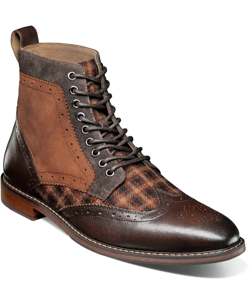 Stacy Adams Men's Finnegan Wingtip Lace-Up Boot - Brown Multi