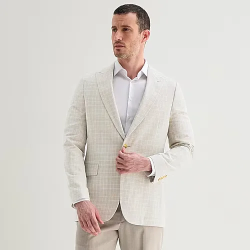 Stafford Mens Plaid Classic Fit Sport Coat, 52 Regular, Blue