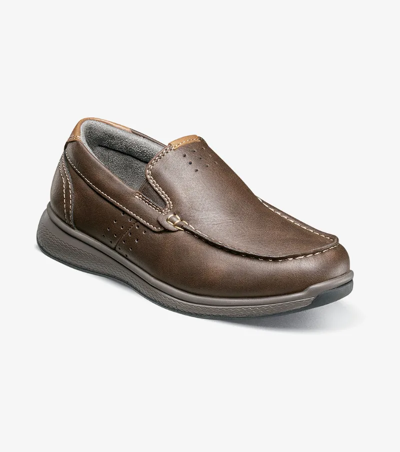 Florsheim Shoes Crossover Jr. Boys Moc Toe Slip On Sneaker Brown CH Size 1 Little Kid