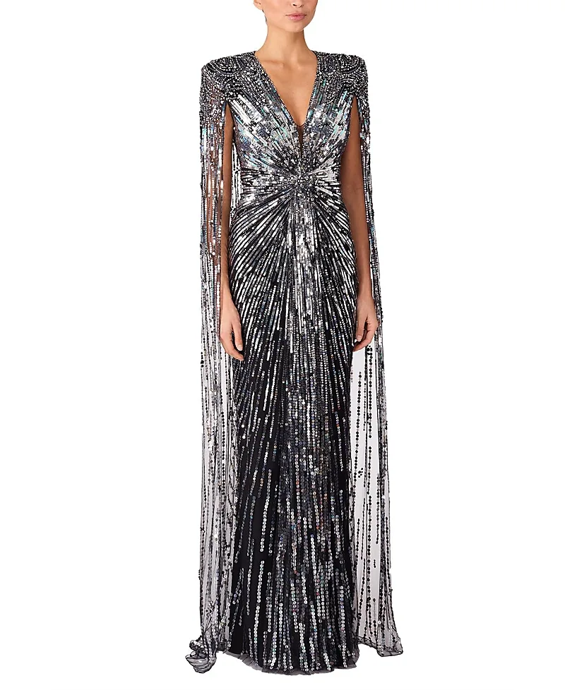 Jenny Packham Gold Rush Sequin-Embellished Gown