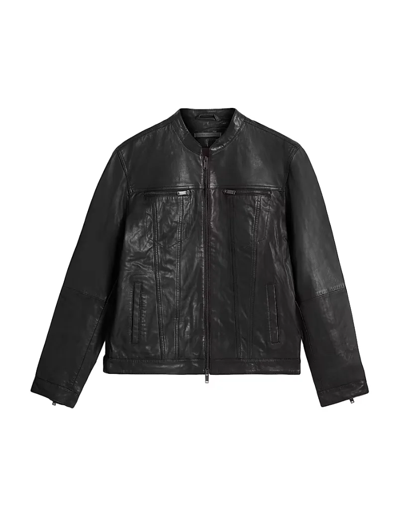 John Varvatos Star U. S.A. Men's Zip-Front Leather Jacket - Black - Size Medium