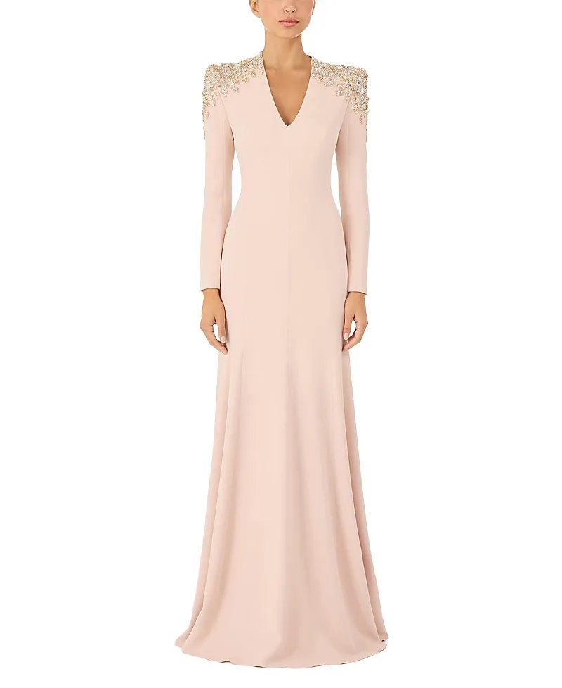 Jenny Packham Nila Beaded V-neck Maxi Dress