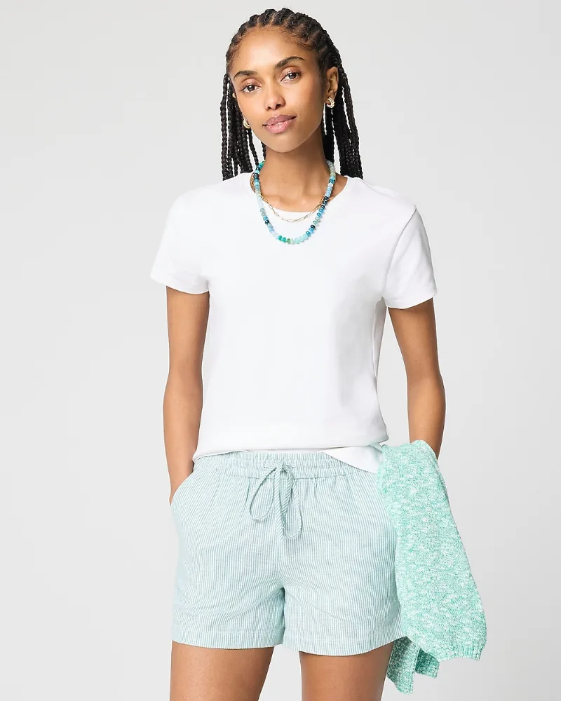 Linen-blend drawstring short