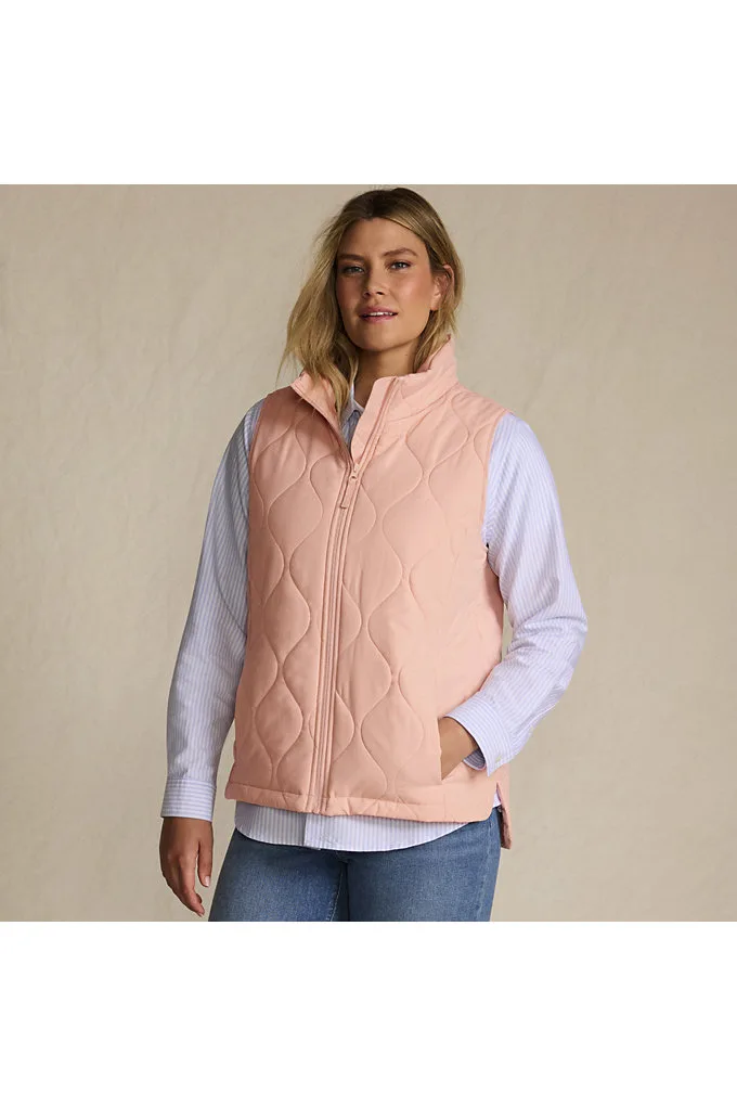 Petite FeatherFree Quilted Insulated Vest - Lands' End - Pink - L