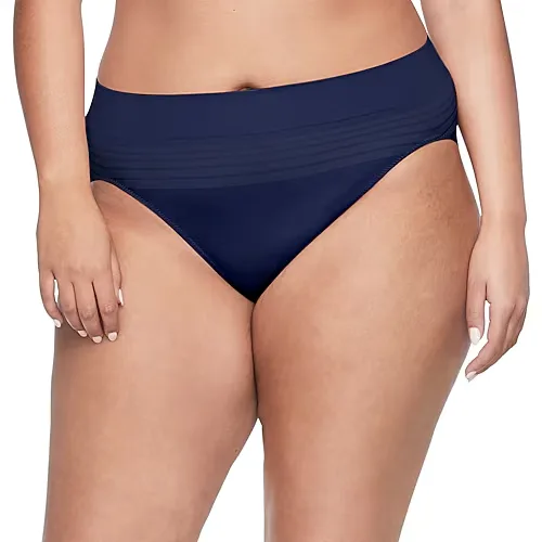 Warners No Pinching, No Problems Dig-Free Comfort Waist Smooth and Seamless Hi-Cut RT5501P, Small, Blue