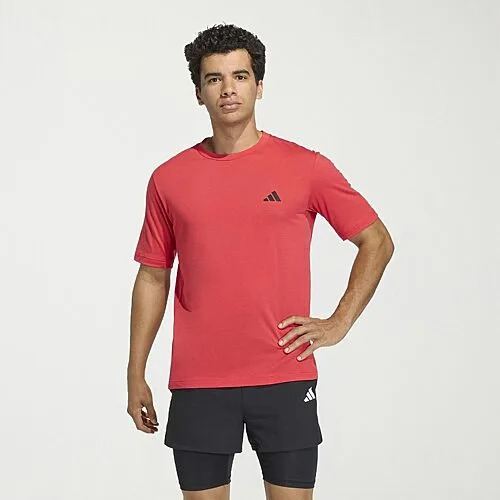 adidas Mens Crew Neck Short Sleeve Active T-Shirt, Small, Red