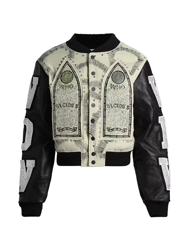 Who Decides War Men's Hardware Cathedral Varsity Jacket - Cloud Coal - Size Medium