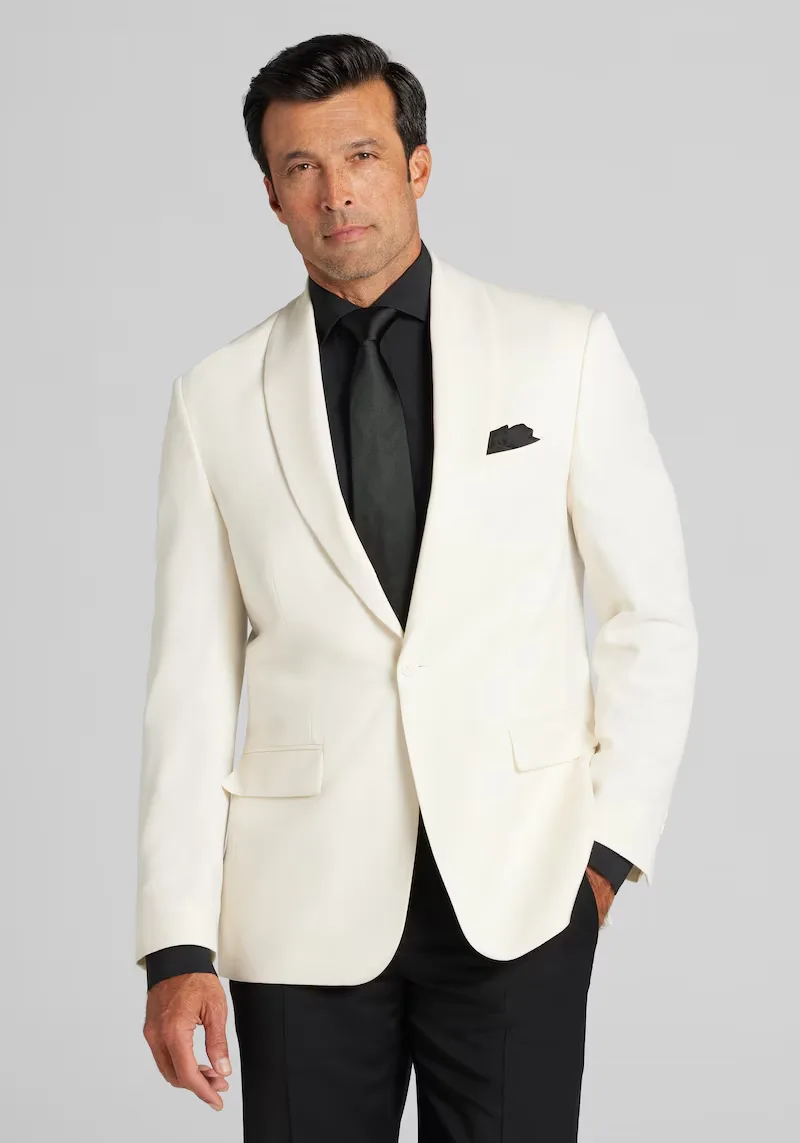 Men's Jos. A. Bank Tailored Fit Shawl Collar Dinner Jacket at Jos. A. Bank, Cream/White, Size 38 Regular