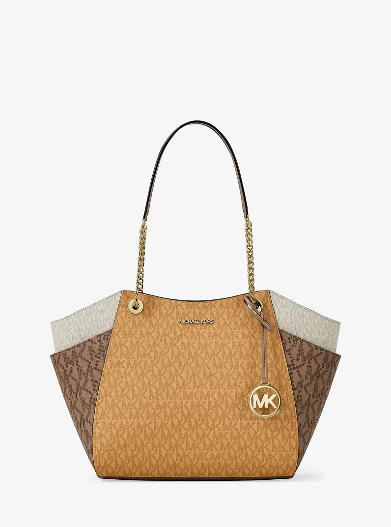 Jet Set Large Color-Block Signature Logo Tote Bag