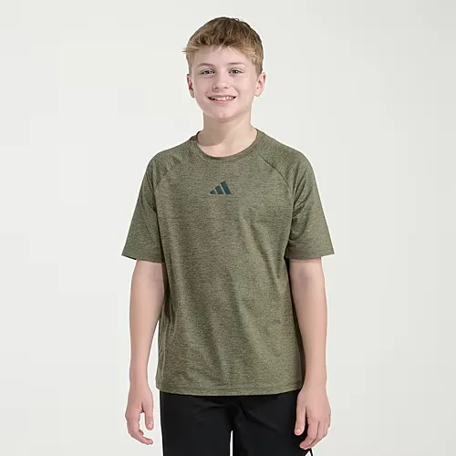 adidas Big Kid Boys Crew Neck Short Sleeve Regular Fit Graphic T-Shirt, Medium (10-12), Green