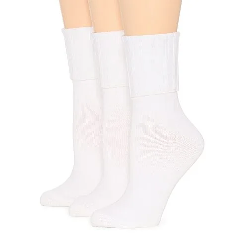 Mixit Everyday Essential Rib Womens 3 Pair Turncuff Socks, 10-12, White