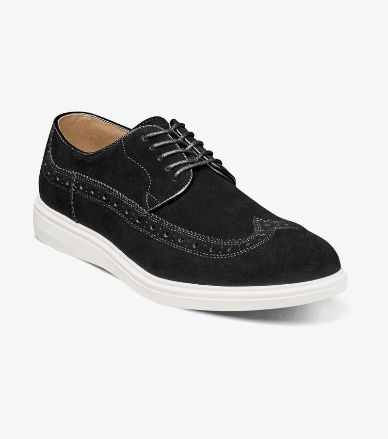 Stacy Adams Shoes Trudell Wingtip Lace Up Black Suede Size 7.5
