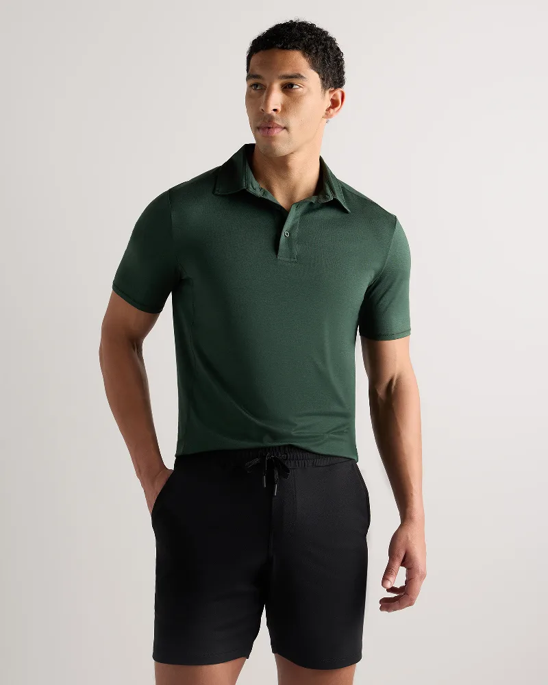 Quince | Men's Super Soft Performance Polo Shirt in Olive, Flowknit Activewear, Size Medium, Recycled Polyester