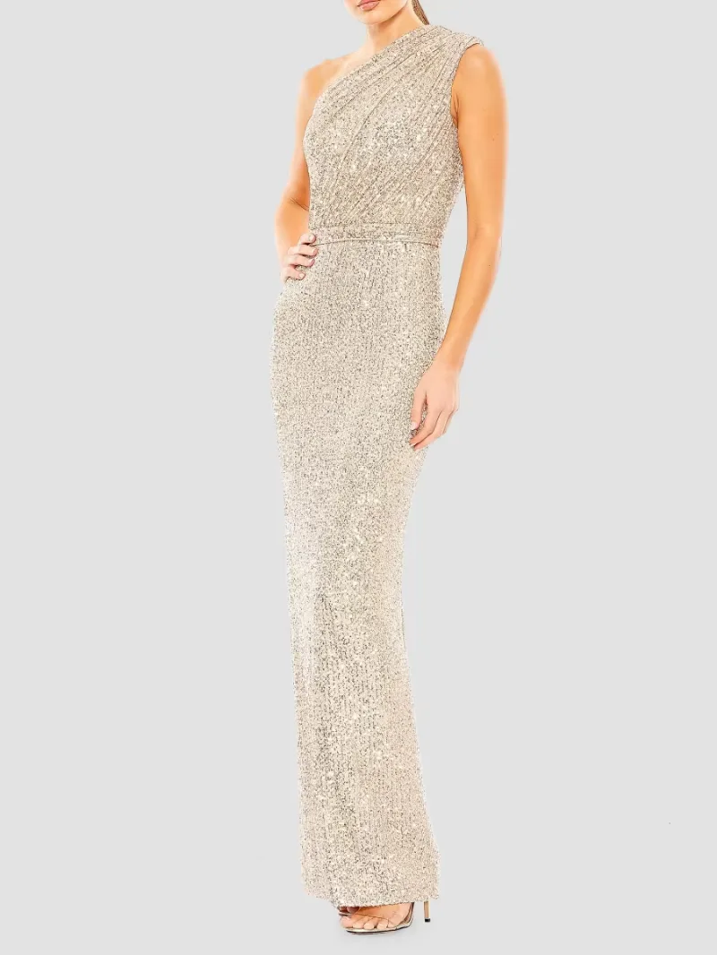 Mac Duggal Women's Sequined Asymmetric Gown - Rose Pink - Size 14