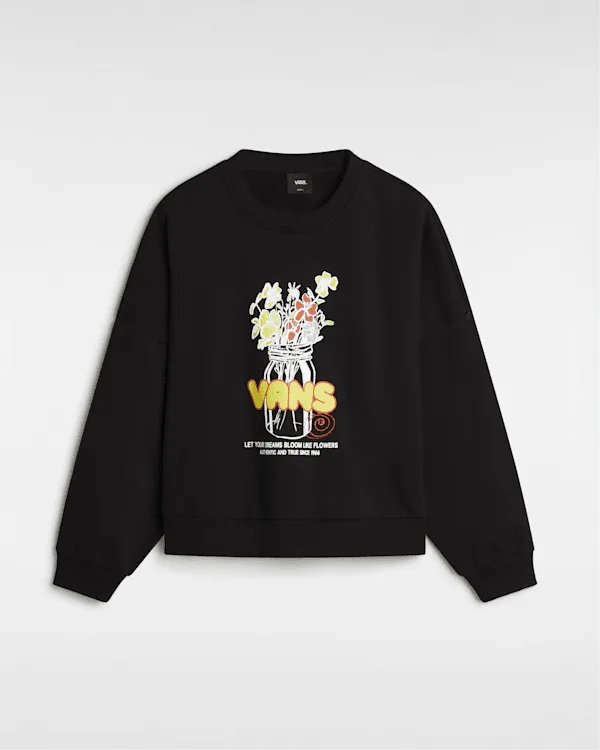 Vans - Boquet Loose Crew Sweatshirt, Woman, Black, Size: XS